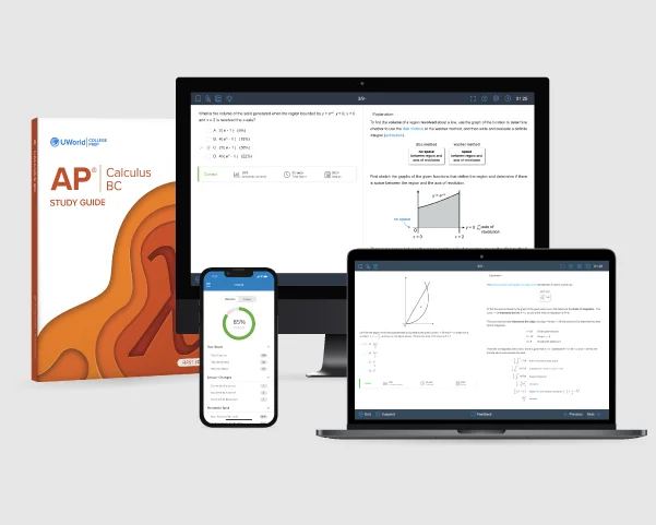 Visual of AP Cal BC prep course product suite showing streamlined study materials designed for fast success.